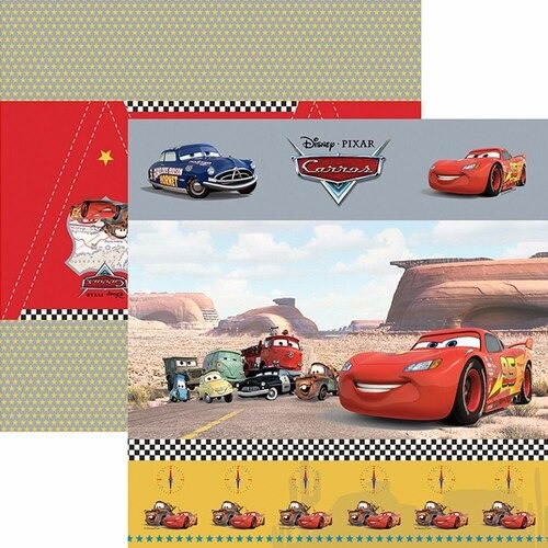 Folha Scrapbook Dupla Face Disney Toke e Crie Carros Cenário e Bandeirolas - 19696