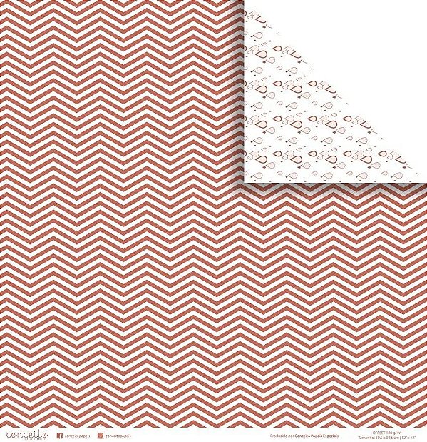Folha Scrapbook Conceito - Chevron Vermelho 1046