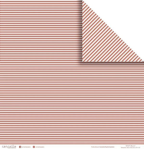 Folha Scrapbook Conceito - Listra Vermelho 1047