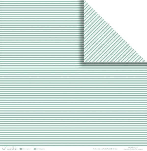 Folha Scrapbook Conceito - Listra Verde 1021