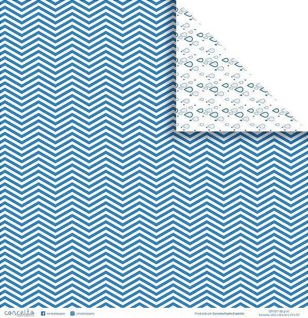Folha Scrapbook Conceito - Chevron Azul 1011