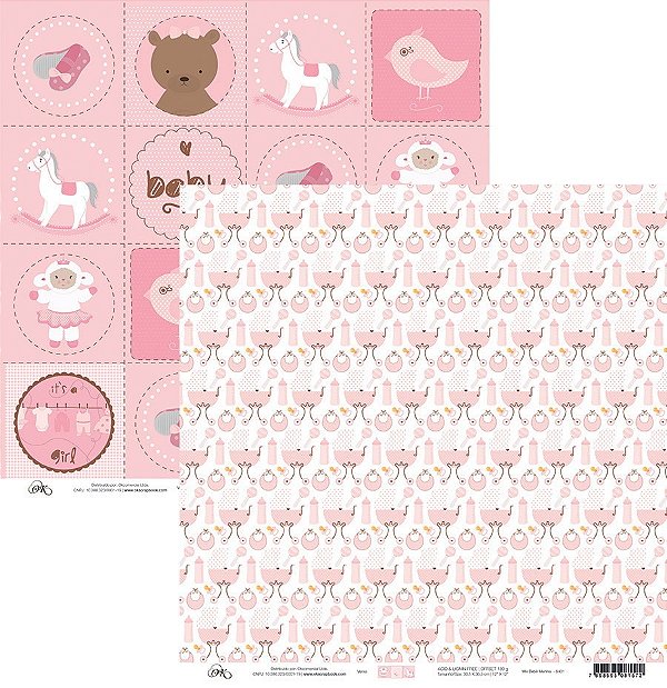 Papel Scrapbook Mix Bebê Menina 6401 OK Scrapbook