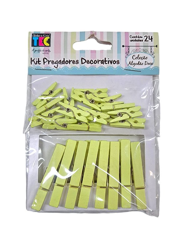 Kit Pregadores Decorativos Toke e Crie Amarelo Algodão doce 19515