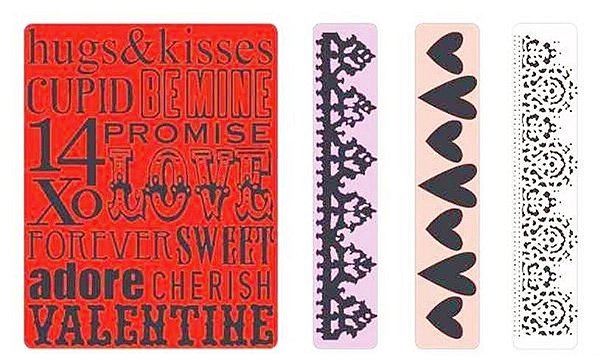 Placa para Relevo Sizzix Emboss - Valentines Background & Borders Set 657490