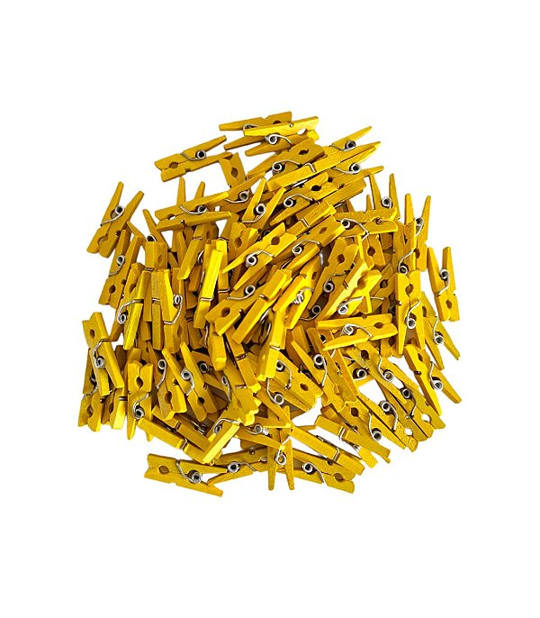 Mini Prendedor Madeira Amarelo 2,5cm com 100un