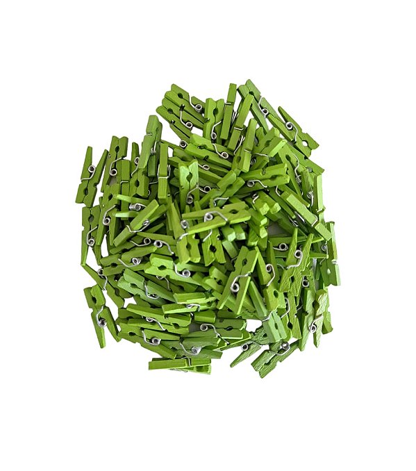 Mini Prendedor Madeira Verde 2,5cm com 100un