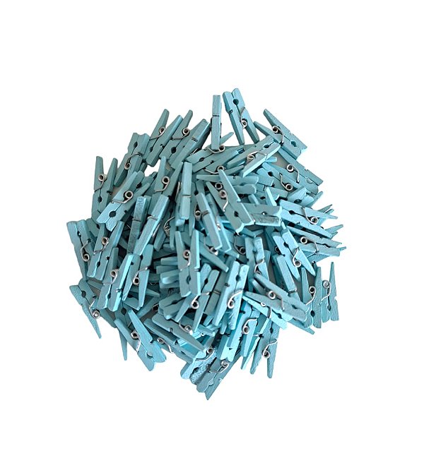 Mini Prendedor Madeira Azul Claro 2,5cm com 100un