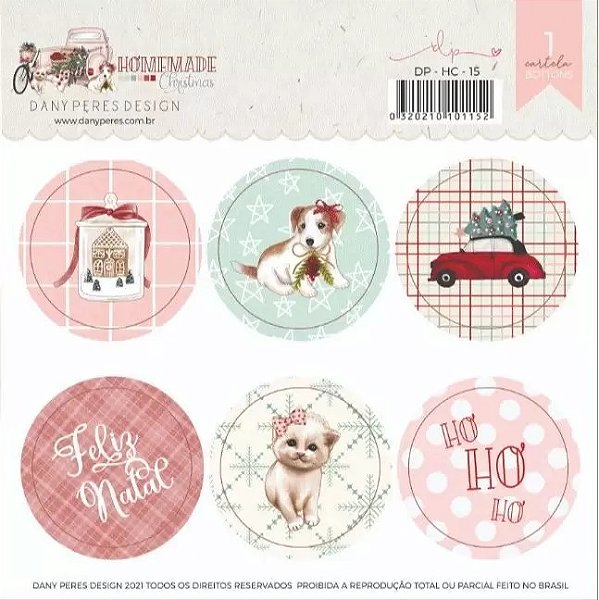 Chipboard Estampado Dany Peres Enfeites de Natal Coleção Homemade Christmas