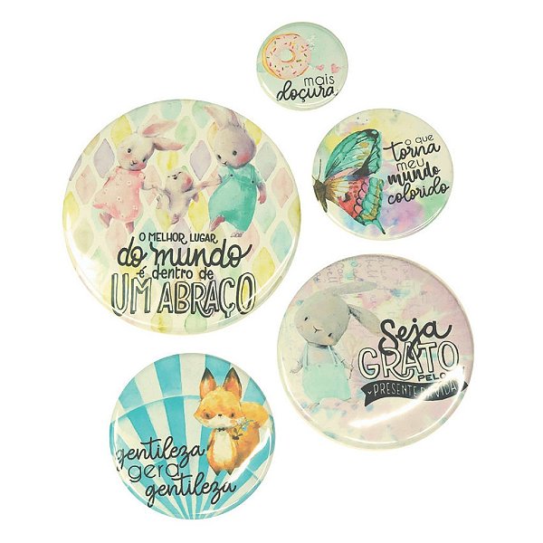Botton Carina Sartor Coleção Colorfull com 5 peças