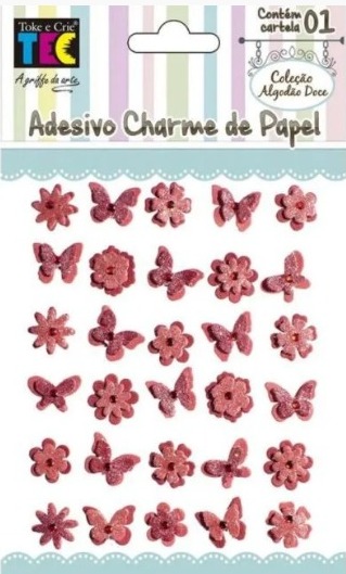 Adesivo Charme De Papel Algodão Doce Vermelho 17709 Toke e Crie