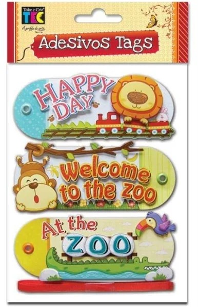 Adesivo Tag com Glitter Zoo 10242 Toke E Crie