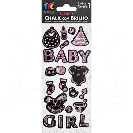 Adesivo Chalk Bebê Menina 17596 Toke e Crie