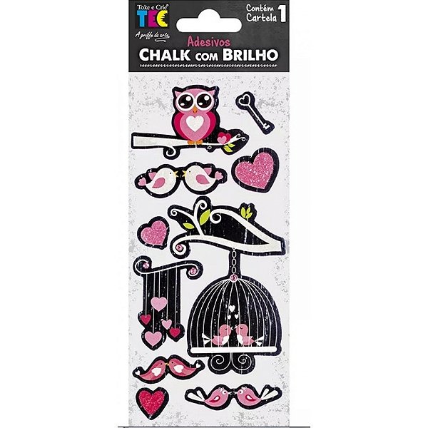 Adesivo Chalk Corujas e Pássaros 17601 Toke e Crie