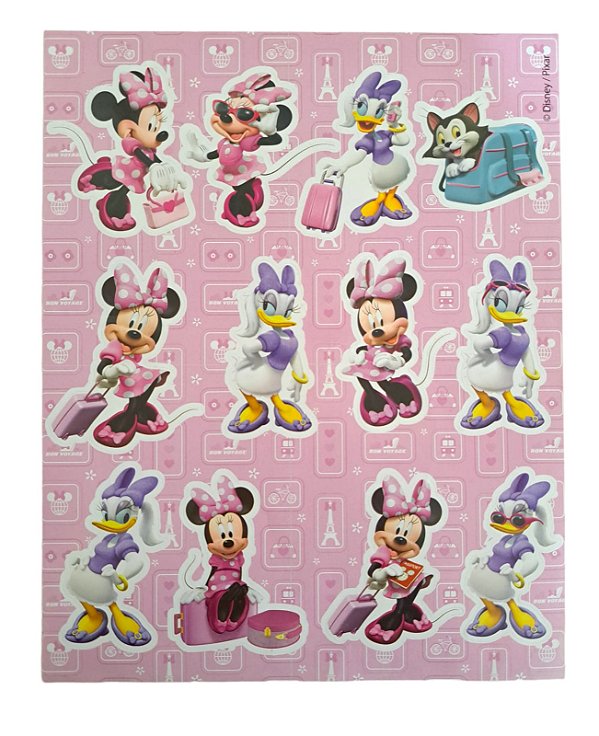 Adesivo Papel Disney Minnie e Margarida Viagem Grande 20x25cm Y464 FR