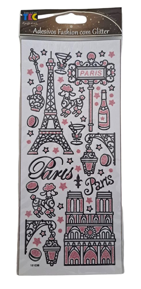 Adesivo Fashion com Glitter Paris 16317 Toke e Crie