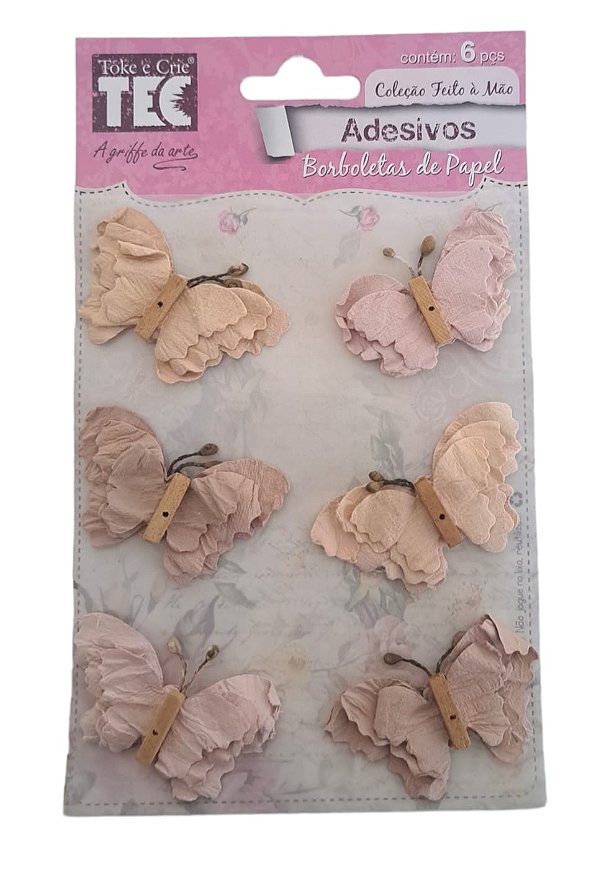 Adesivo Borboletas de Papel Sépia 16964 Toke e Crie