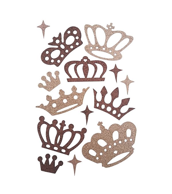 Adesivo Puro Glitter  Canvas - Coroas Dourado/Marrom AD044 Art & Montagem