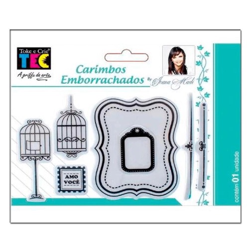 Carimbo Emborrachado Tags Gaiolas - Toke e Crie 16781