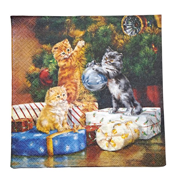 Guardanapo Decoupage Natal Gatinhos 229 com 4 unidades