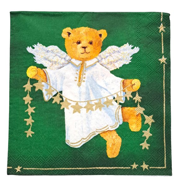 Guardanapo Decoupage Natal Anjo Fundo Verde 238 com 4 unidades