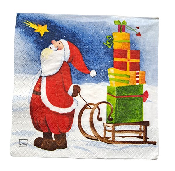 Guardanapo Decoupage Natal Papai Noel com Trenó 234 com 4 unidades