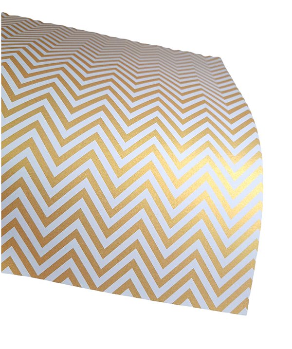 Folha Scrapbook Metalizada Chevron Ouro Rico PDCH Metallik