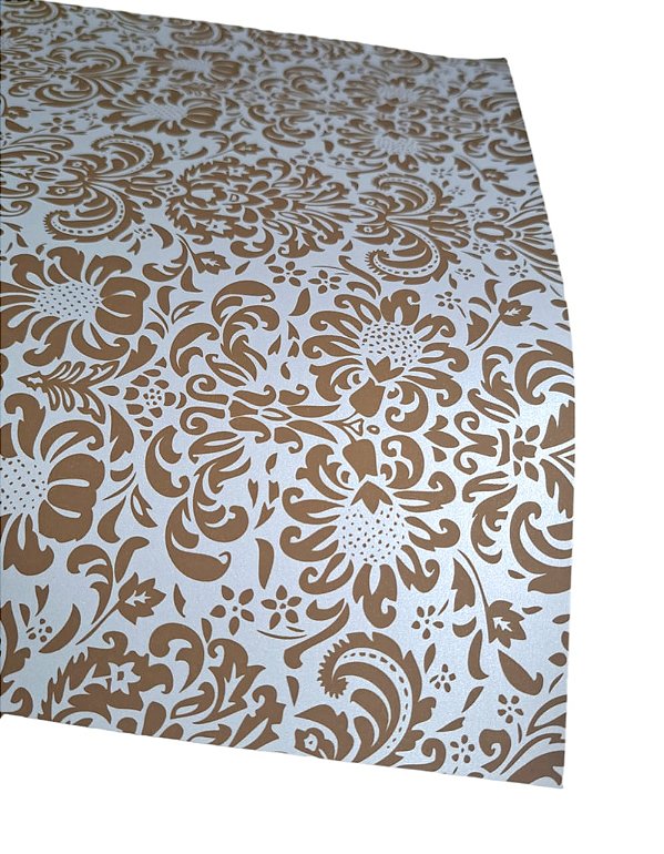 Folha Scrapbook Metalizada Arabesco Azul e Marrom PDAR2 Metallik
