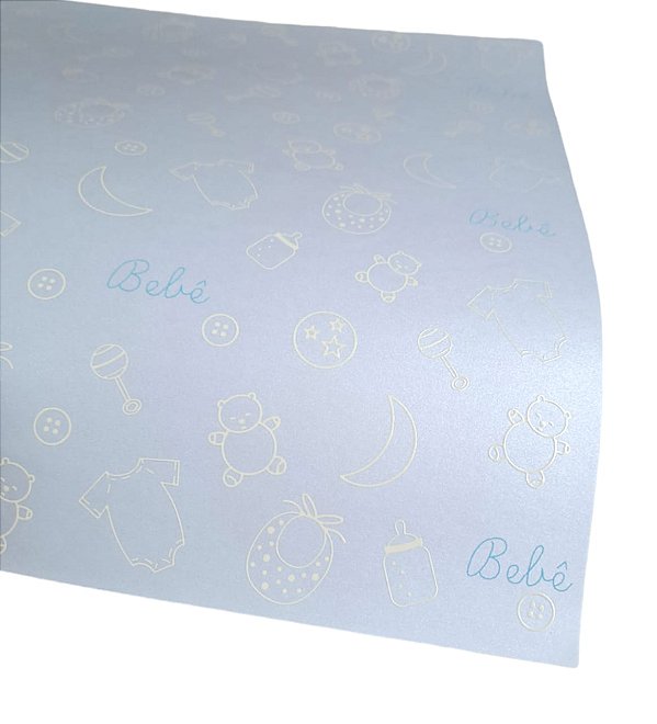 Folha Scrapbook Metalizada Bebê 02 Azul PDBB2 Metallik