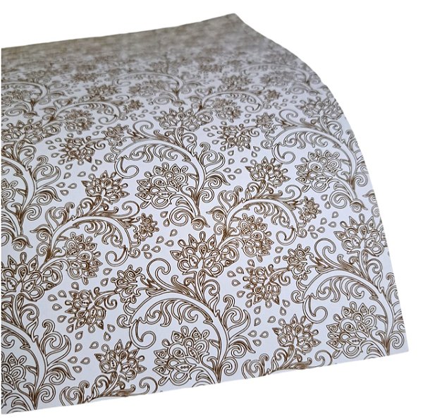 Folha Scrapbook Metalizada Arabesco 03 Chocolate PDAR03 Metallik