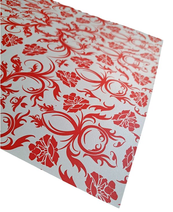 Folha Scrapbook Metalizada Arabesco Vermelho PDAR Metallik