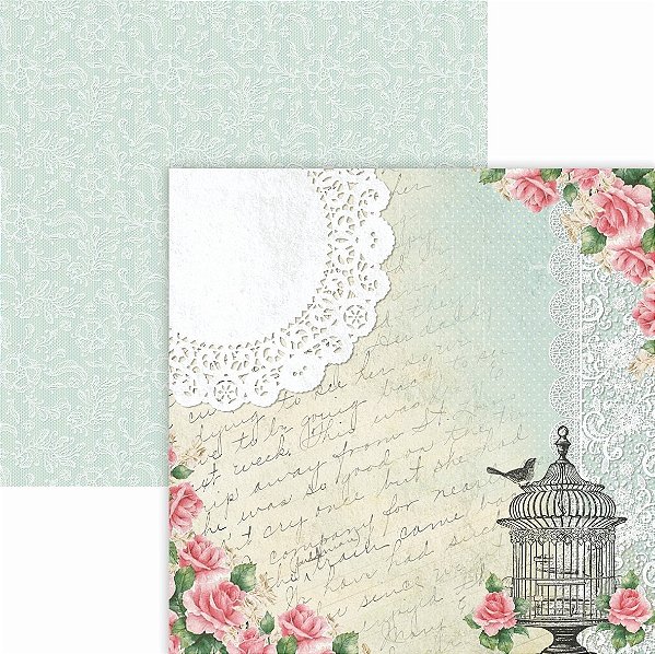 Folha Scrapbook Pássaro e Memórias 7658 OK Scrapbook