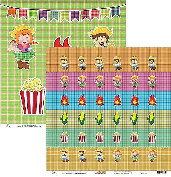 Folha Scrapbook Arraial Junino 6031 OK Scrapbook