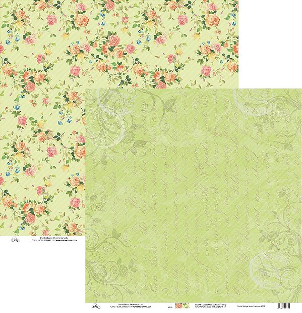 Folha Scrapbook Florido Vintage Europeu 6042 OK Scrapbook