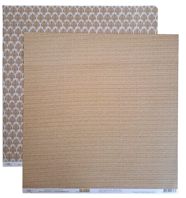 Folha Scrapbook Costurado e Ornamento Vintage 9203 OK Scrapbook