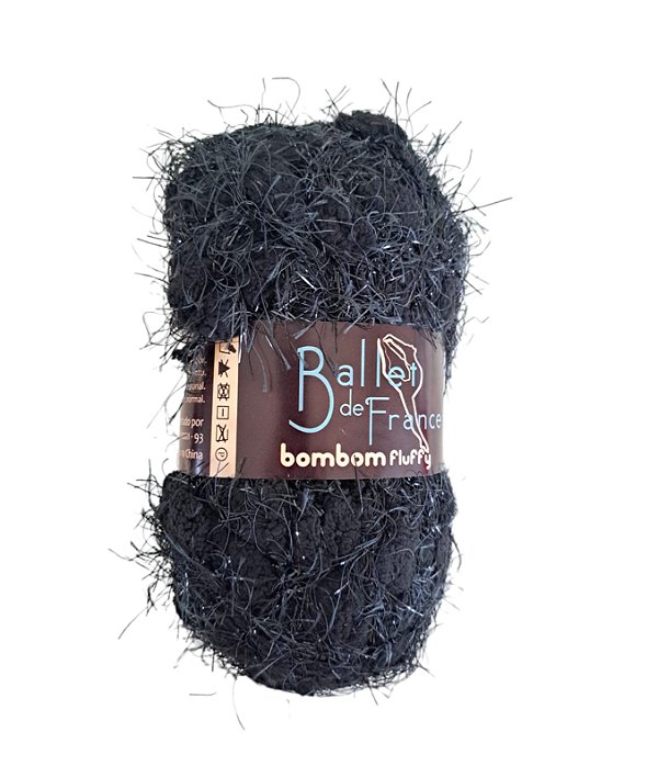 Novelo de Lã - Fio Bombom Fluffy Ballet de France Preto 0019