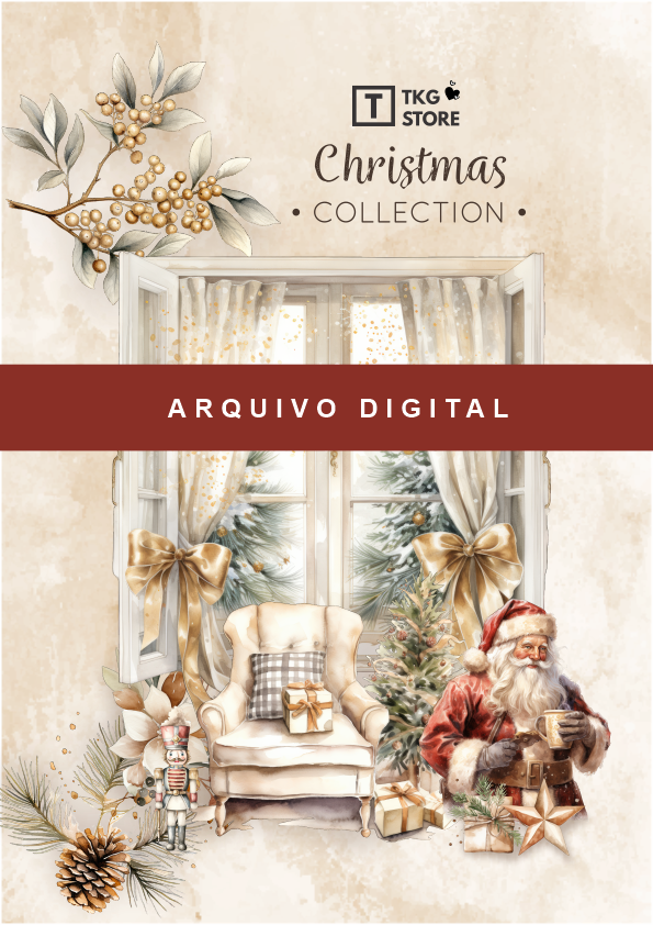 Arquivo Digital Scrapbook Natal PDF A4 - 12 Páginas