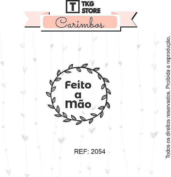 Carimbo Feito a mão circulo de folhas 2054