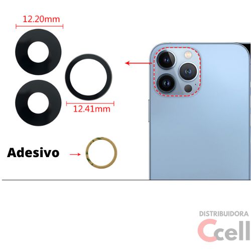 Lente Vidro Da Câmera Traseira Iphone 13 Pro Max Kit com 3 Lentes