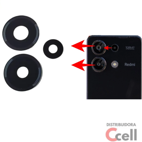 Vidro da Câmera Traseira Redmi Note 13 4G (KIT C/ 3 LENTES)