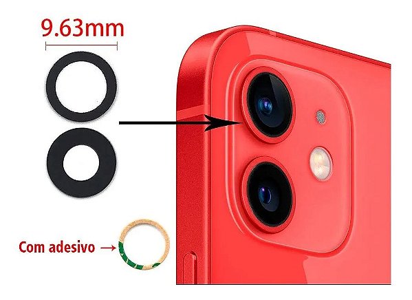 Lente Vidro Camera Traseira iPhone 12 / Iphone 12 Mini kit c/ 2 lentes