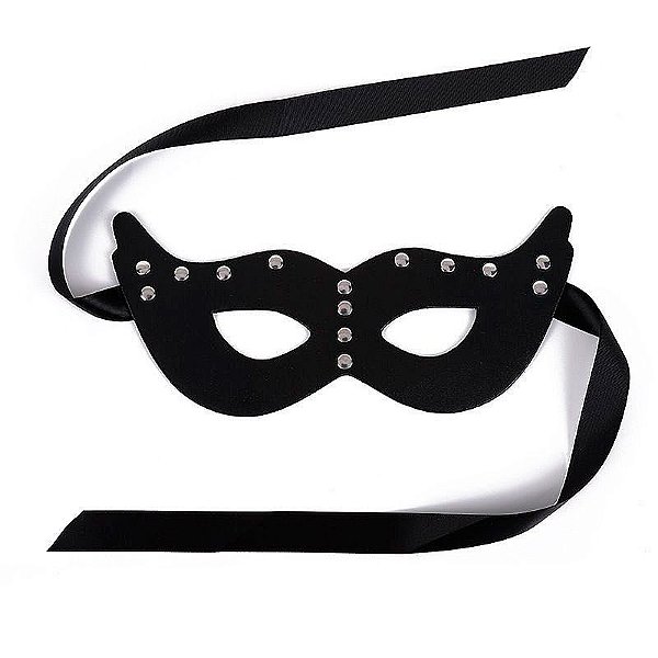 MÁSCARA EM COURO COM CETIM DE AMARRAR