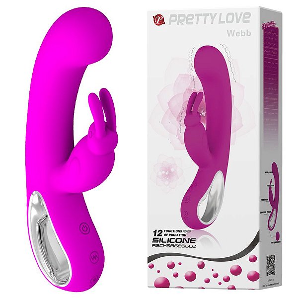 VIBRADOR RECARREGÁVEL COM PONTO G E 12 MODOS DE VIBRAÇÃO WEBB PRETTY LOVE