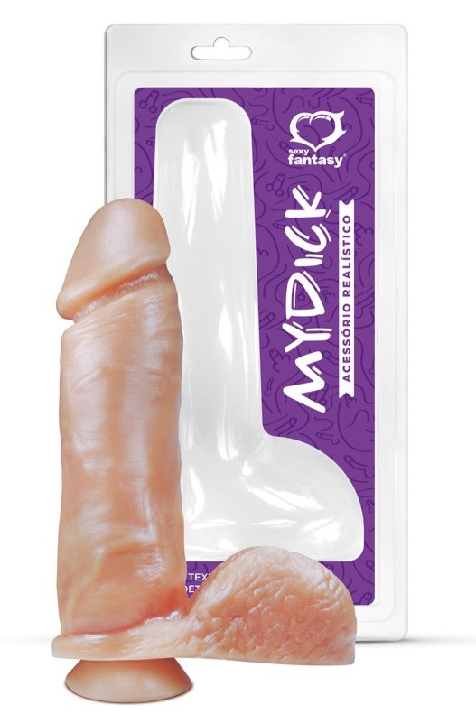PÊNIS COM ESCROTO E VENTOSA 20X4,7CM SEXY FANTASY