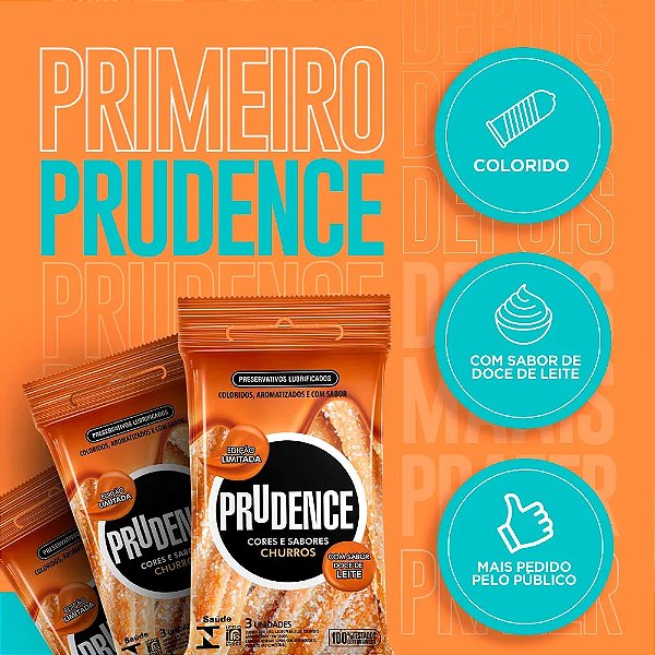 PRESERVATIVOS SABOR CHURROS COM 3 UNIDADES PRUDENCE