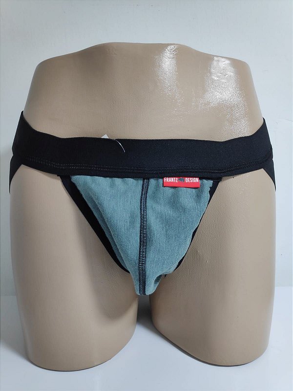 CUECA JOCK STRAPY JEANS VERDE FRANTZ DESIGN