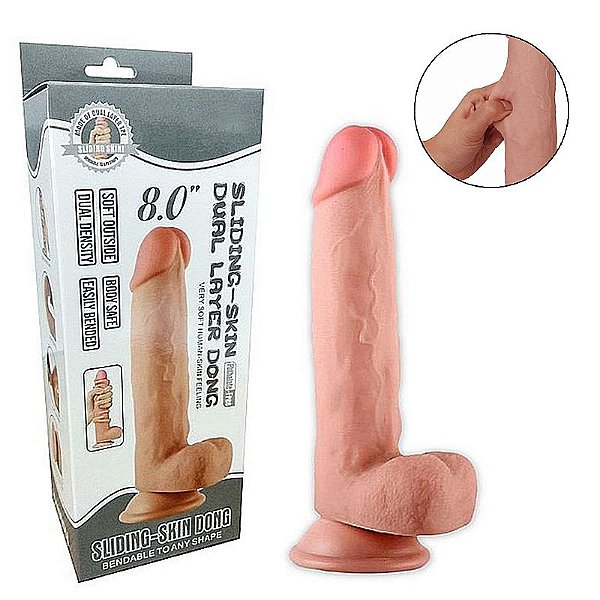 PÊNIS REALÍSTICO COM CAMADA DE DUPLA INTENSIDADE SLIDING SKIN DUAL LAYER DONG 8.0 LOVETOY