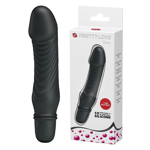 MINI VIBRADOR COM FORMATO DE PÊNIS COM 10 MODOS DE VIBRAÇÃO STEV PRETTY LOVE