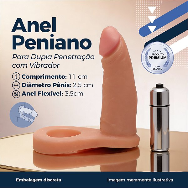 ANEL COMPANHEIRO COM VIBRO BEGE 11X2,5 CM ADÃO E EVA