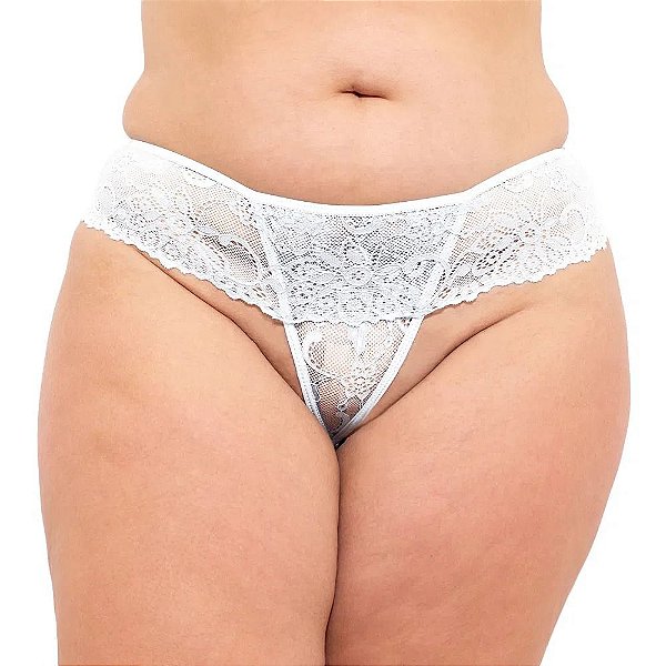 CALCINHA TAILANDESA EM RENDA COM PÉROLAS PLUS SIZE