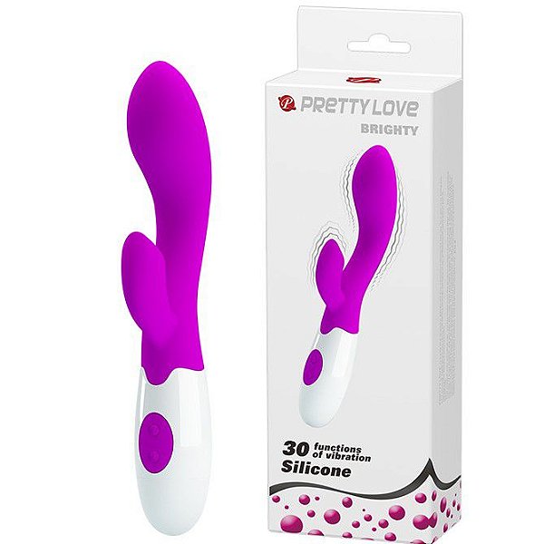 VIBRADOR COM ESTIMULADOR DE CLITORIS 30 MODOS DE VIBRAÇÃO BRIGHTY PRETTY LOVE